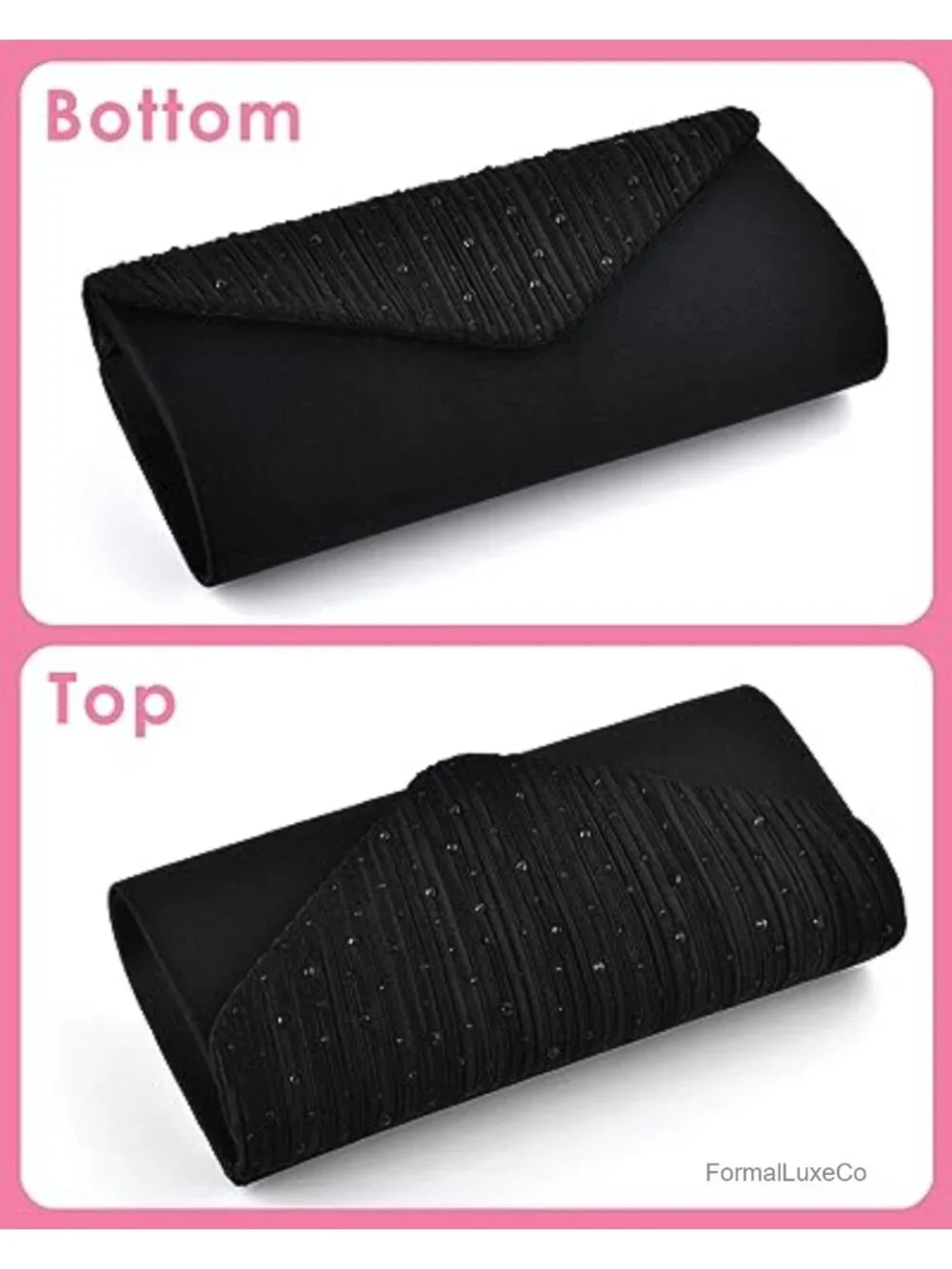 Satin Envelope Clutch with Rhinestones Crossbody Shoulder Bag Evening Wedding